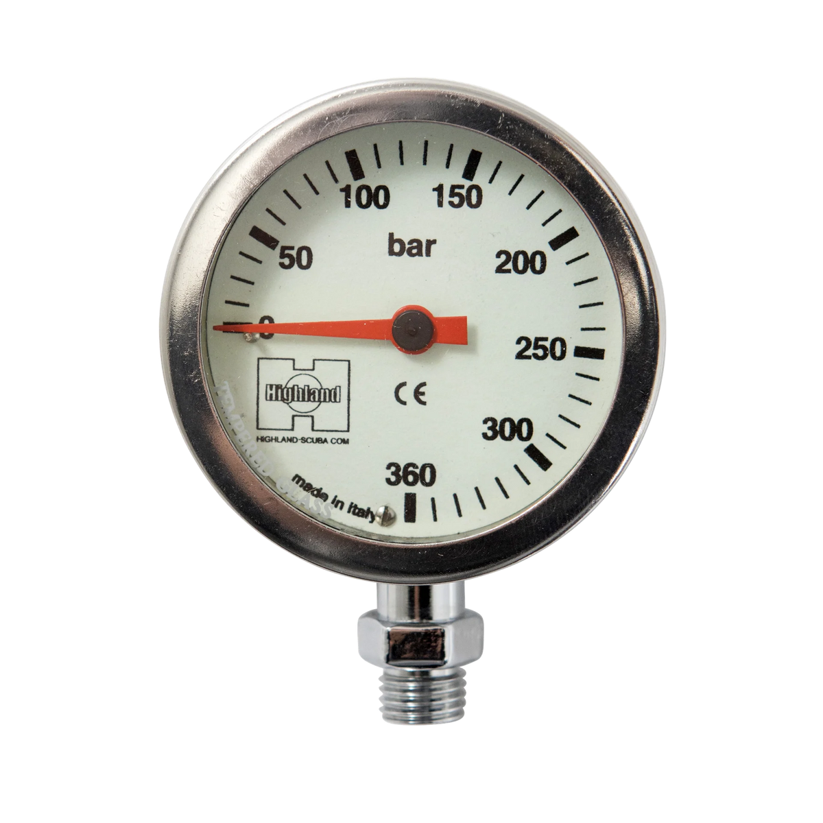 Highland Brass & Glass Pressure Gauge — 2 inch / Metric