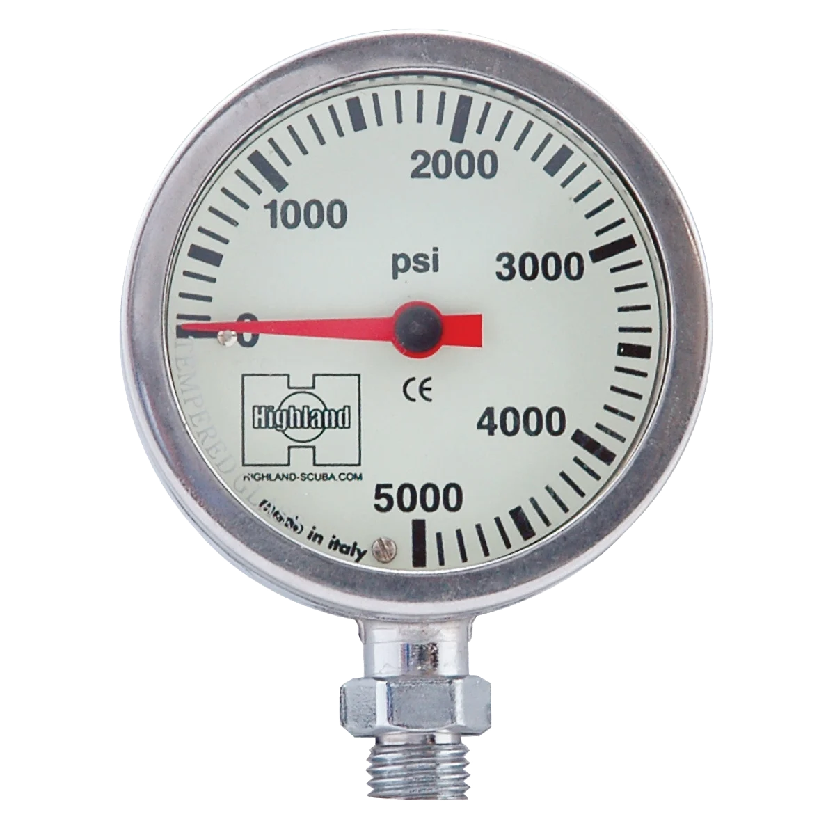 Highland Brass & Glass Pressure Gauge — 2.5 inch / Imperial