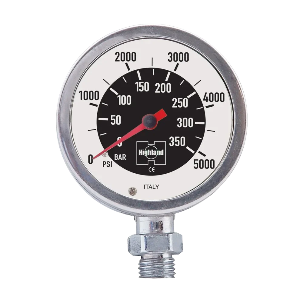 Highland Brass & Glass Pressure Gauge — 2.5 inch / Dual scale