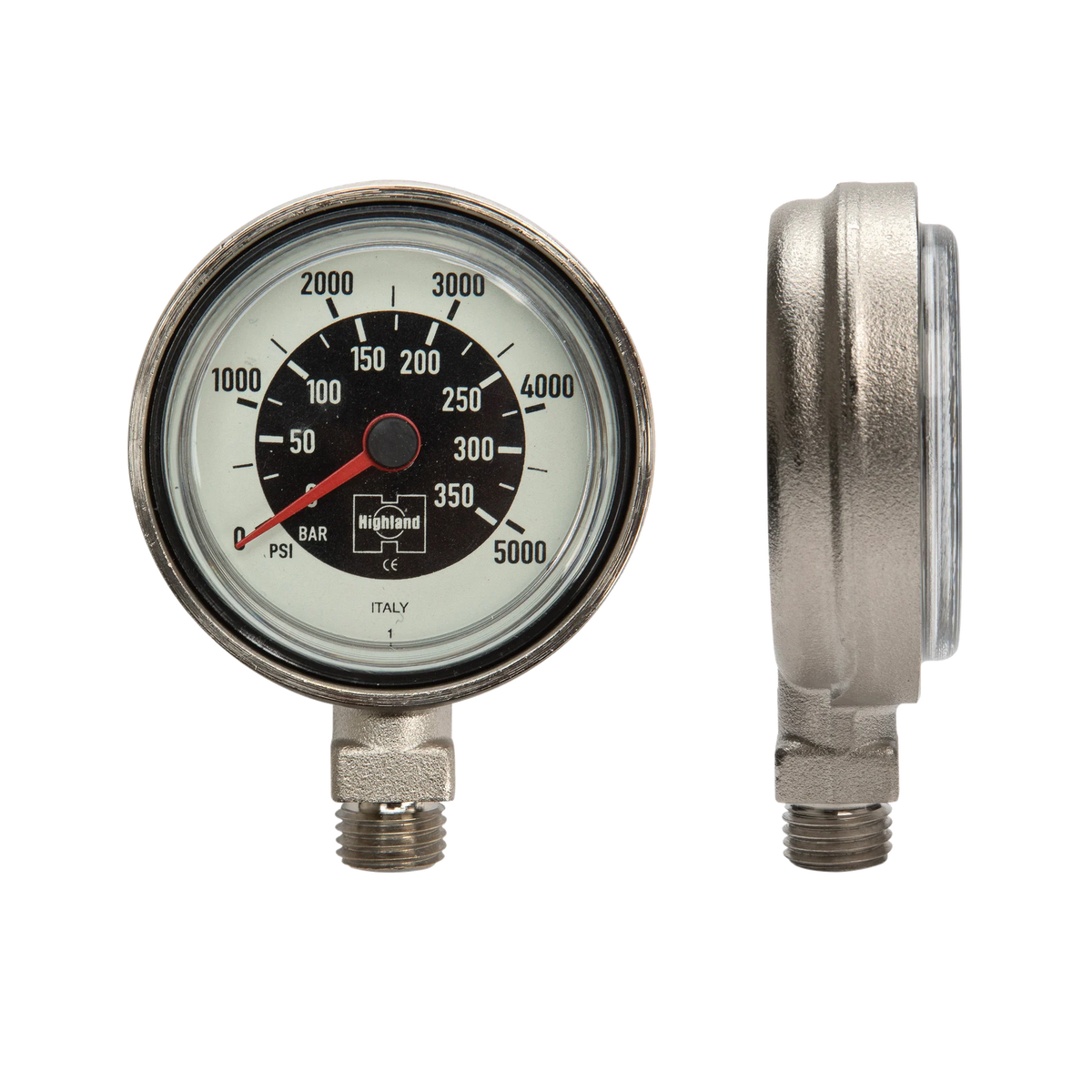 Highland Thin-Line Pressure Gauge — Dual scale
