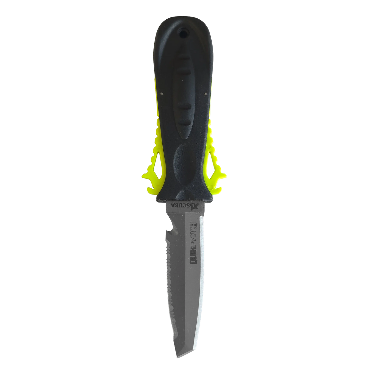 XS Scuba QuikPynch Tanto Tip Knife, Neon yellow
