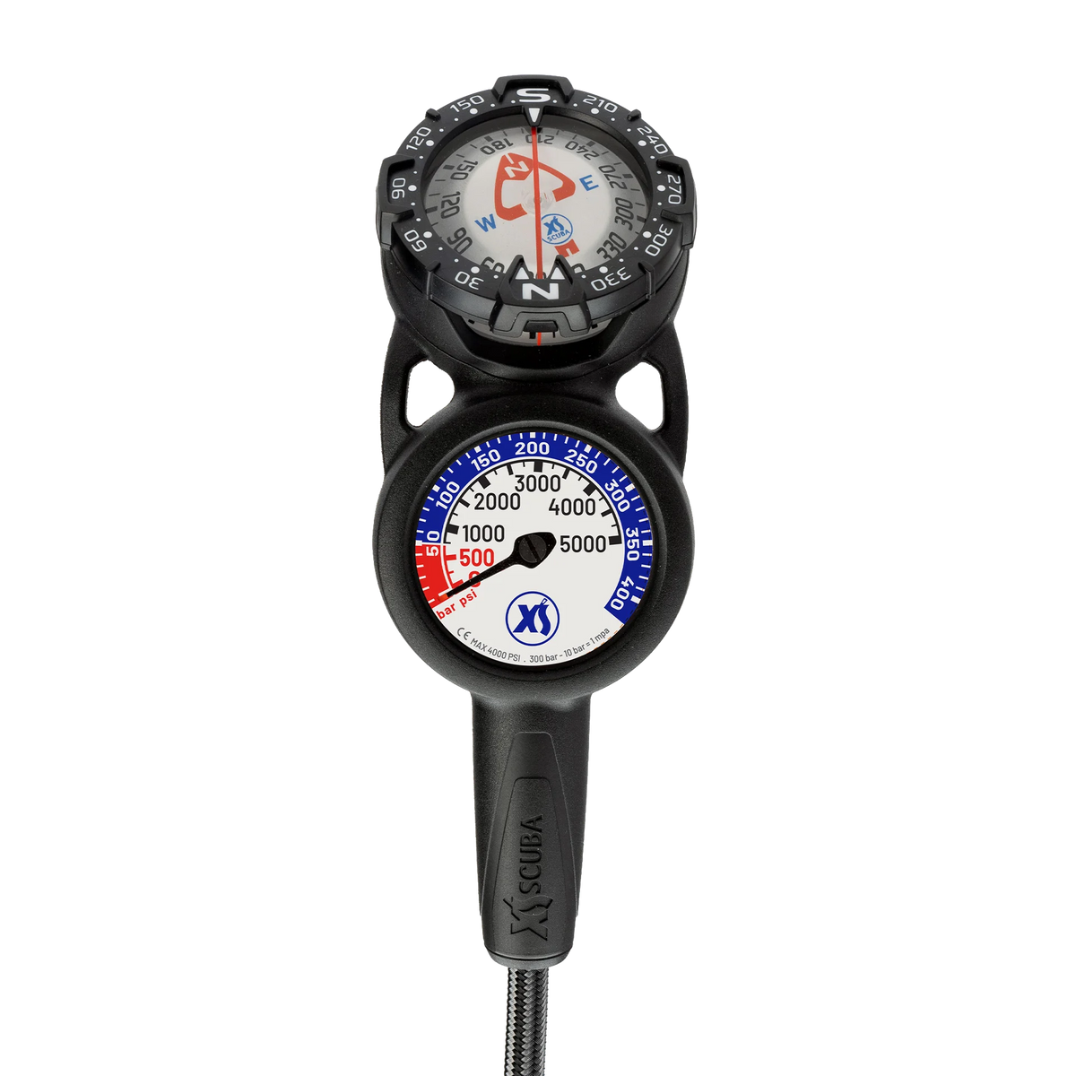 XS Scuba QuikVu Pressure & Compass Console — Dual scale