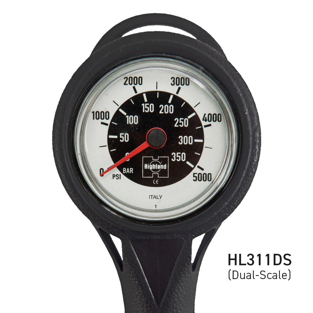 Highland Thin-Line Pressure Gauge with Hose, Dual scale / Rubber