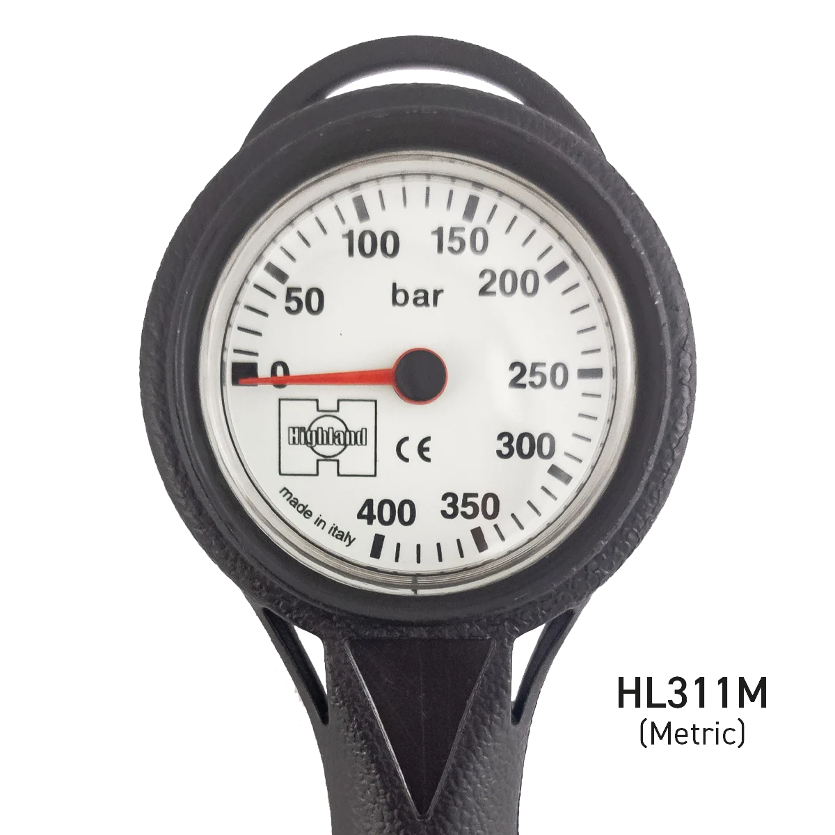 Highland Thin-Line Pressure Gauge with Hose, Bar / Rubber