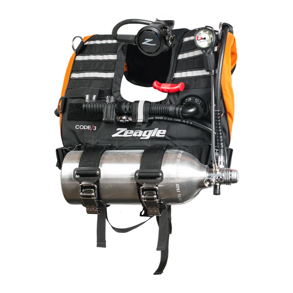 Code 3 Orange w/Razor II Regulator, Sanded/Black Tank; Single Gauge (5000 psi) with Miflex Hose — product view 1