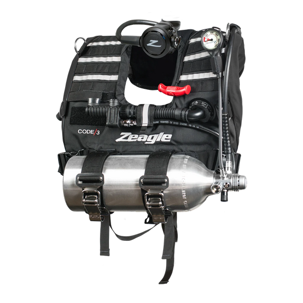 Code 3 Orange w/Razor II Regulator, Sanded/Black Tank; Single Gauge (5000 psi) with Miflex Hose — product view 1