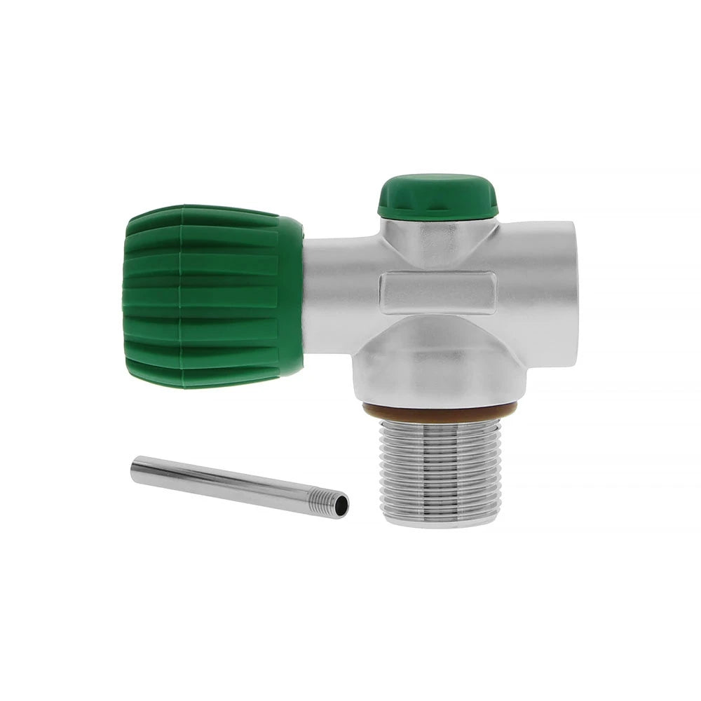 Inline US Cylinder SCUBA Valve - Green Handwheel — view 1