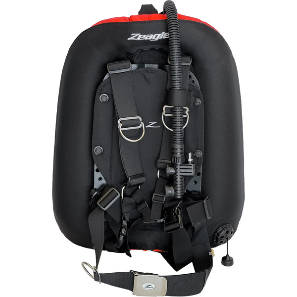 Stainless Backplate w/ Harness and 40 lb Donut w/inflator & RE Valve, Orange — product view 1