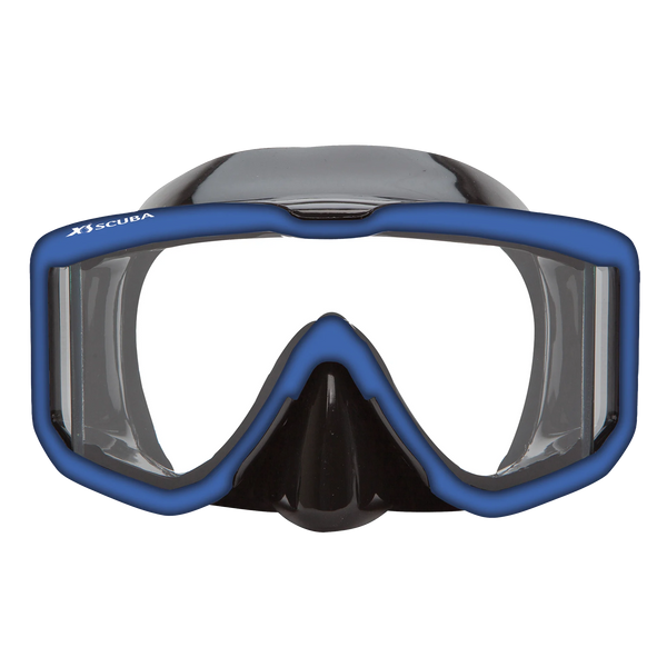 XS Scuba Fusion Lux Mask — Black silicone / Blue Ice