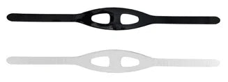 Standard 22 mm mask strap comparison: black above, clear below; one selected strap supplied