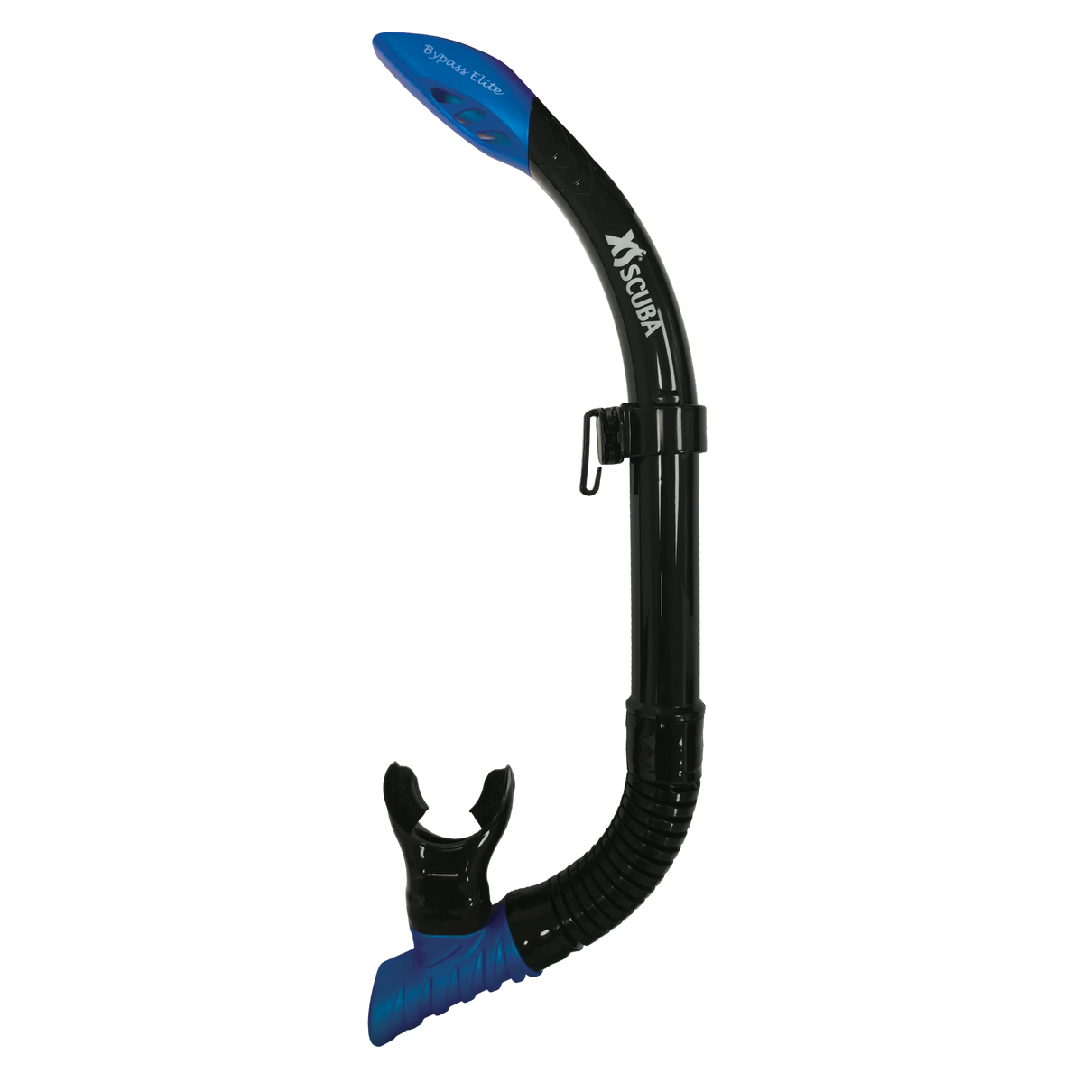 XS Scuba Bypass Elite Snorkel — Black silicone / Blue Ice