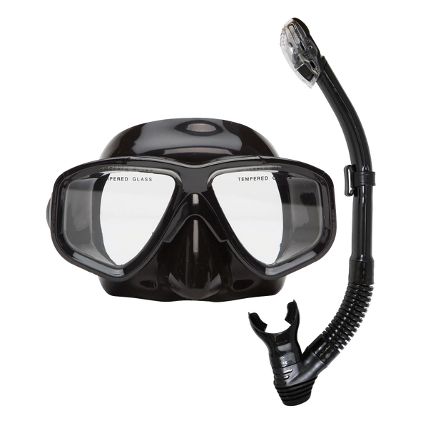 Oceanways Caribbean Mask and Snorkel Combo, Black silicone